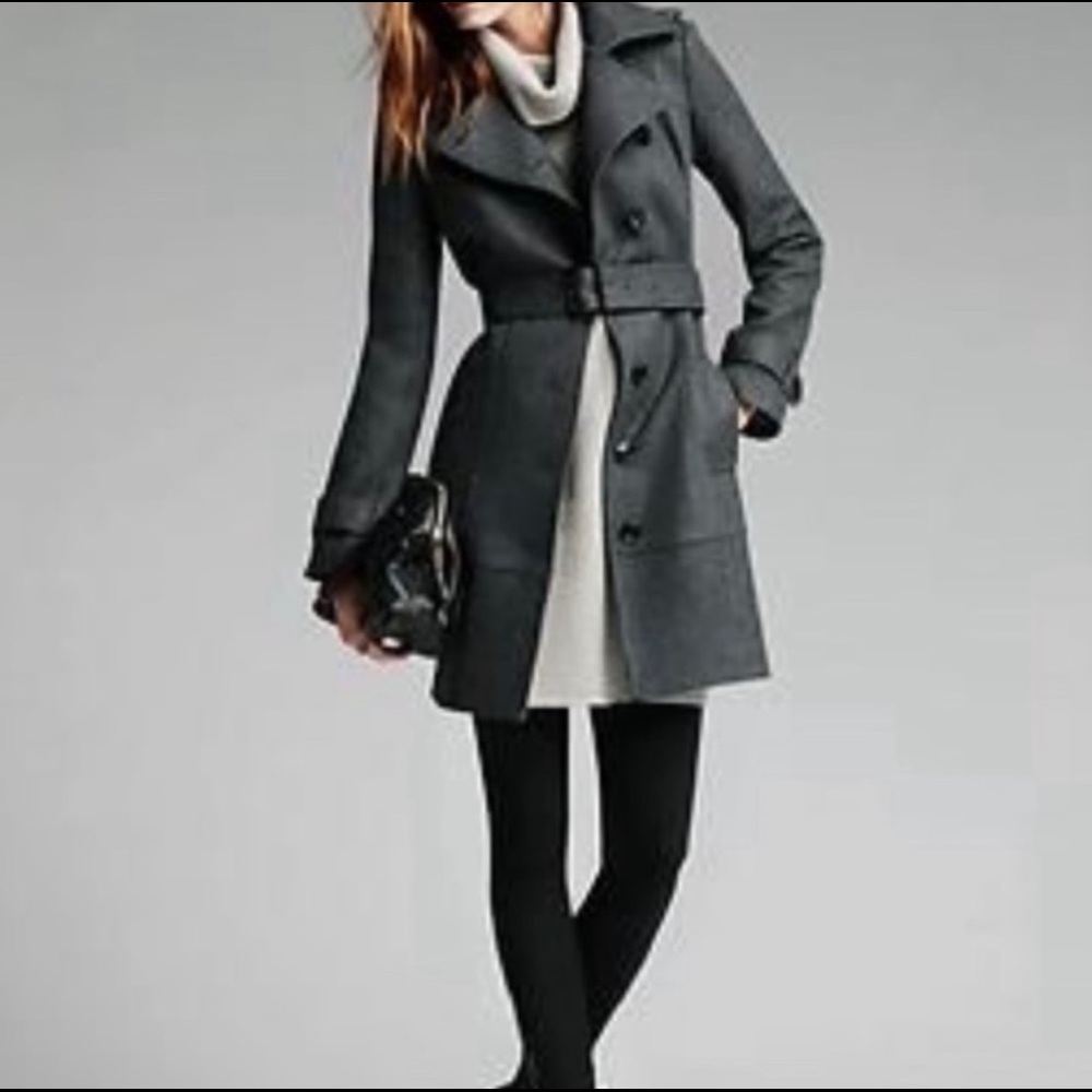 Banana Republic Gray Wool Trench Coat